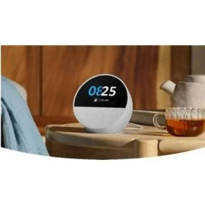 Amazon Echo Spot Smart Alarm Clock With Vibrant Sound + Alexa - Glacier White
